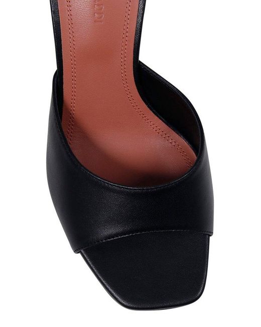 AMINA MUADDI Black Square Toe Heeled Sandals