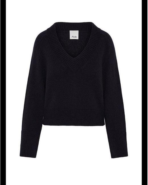 Allude Blue V-Neck Knitted Jumper