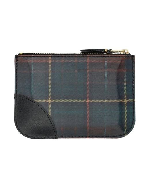 Comme des Garçons Brown Checked Zipped Pouch
