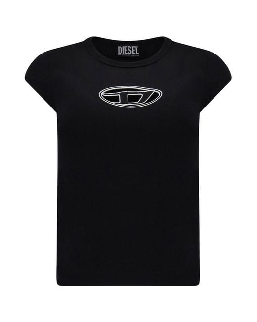 DIESEL Black Embroidered-logo Sleeveless T-shirt