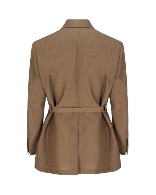 Prada Brown Button-up Belted Jacket