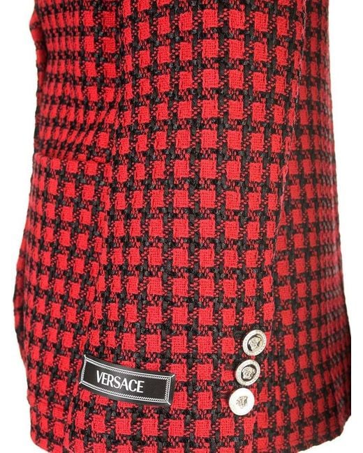 Versace Tweed Jacket in Red | Lyst