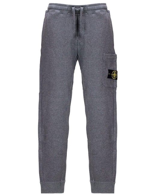 Stone Island Gray Compass-patch Drawstring Track Pants for men