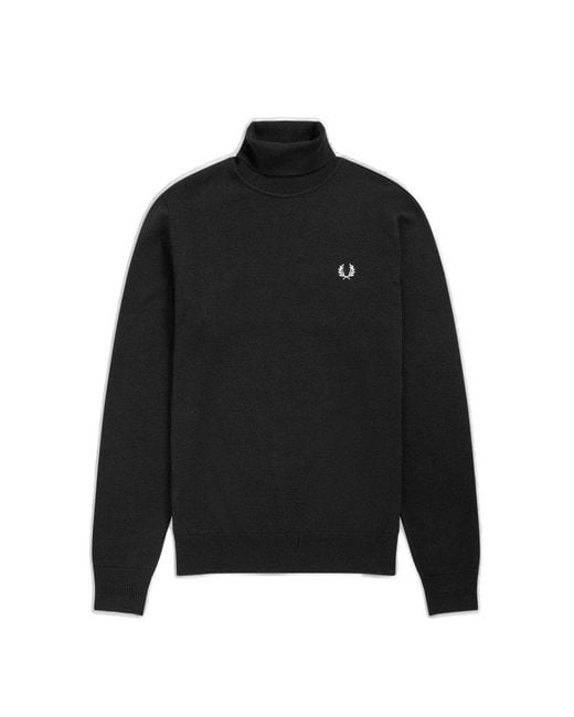 Fred Perry Black Roll Neck Jumper for men