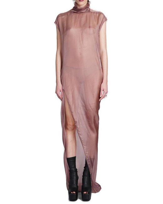 Rick Owens Pink High Neck Maxi Dress