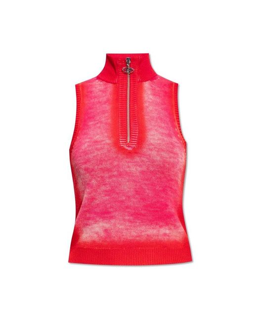 DIESEL Red M-ionio Faded-effect Knitted Vest