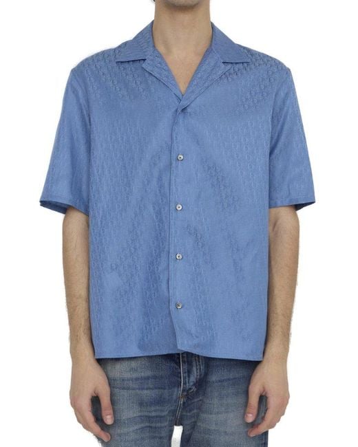 Dior Blue Oblique Bowling Shirt for men