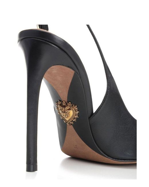 Dolce & Gabbana Black Pointed Toe Slingback Pumps