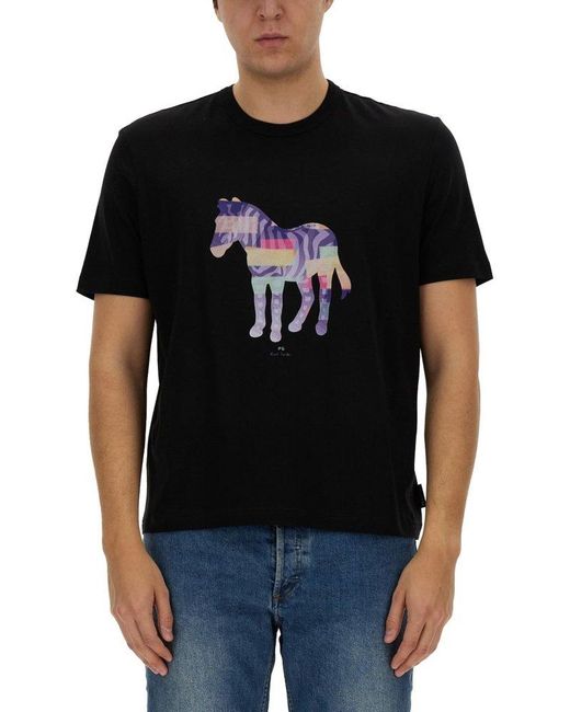 PS by Paul Smith Black Zebra Print T-Shirt for men