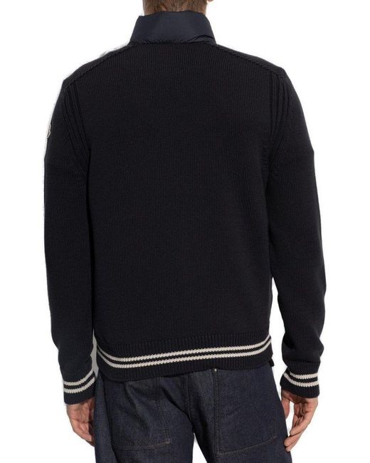 Moncler Blue Panelled Zipped Jacket for men