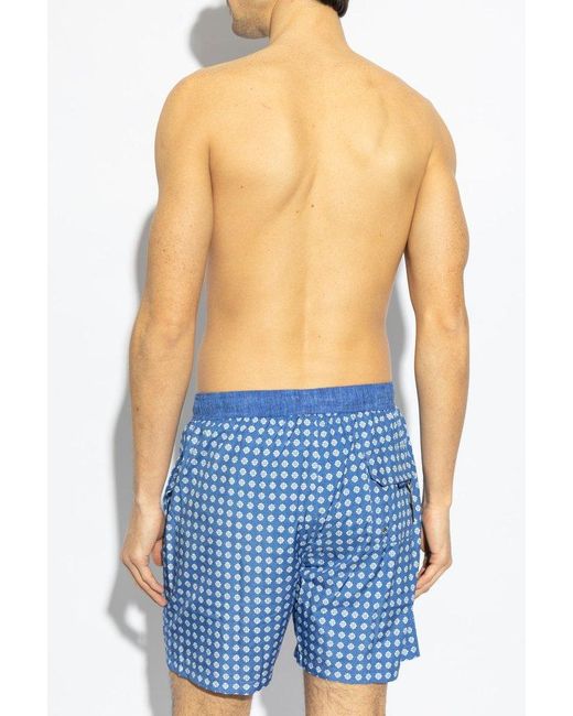 Paul & Shark Blue Nautical Print Swimwear for men