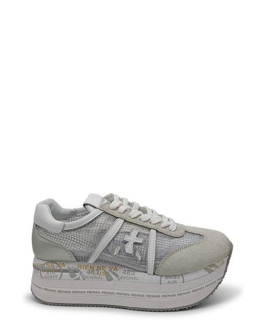 Premiata Gray Beth Var Lace-Up Sneakers