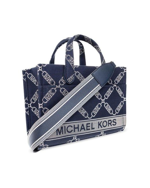 MICHAEL Michael Kors Gigi Empire Logo Jacquard Top Handle Bag in Blue ...