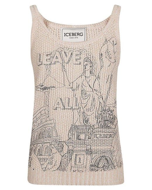 Iceberg Natural Roma Embroidered Knitted Tank Top