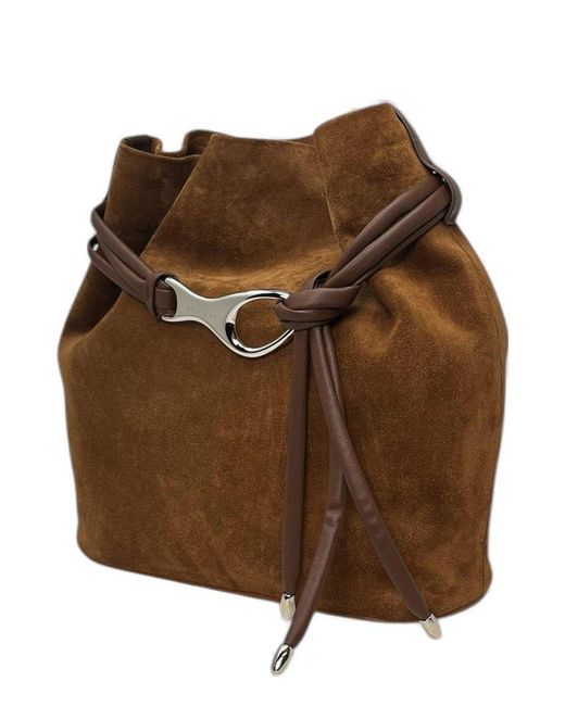 Orciani Brown Dori Peach Strap Bucket Bag