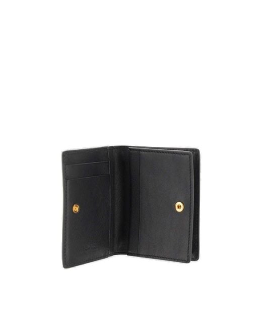 Versace Black Logo Plaque Bi-fold Wallet for men