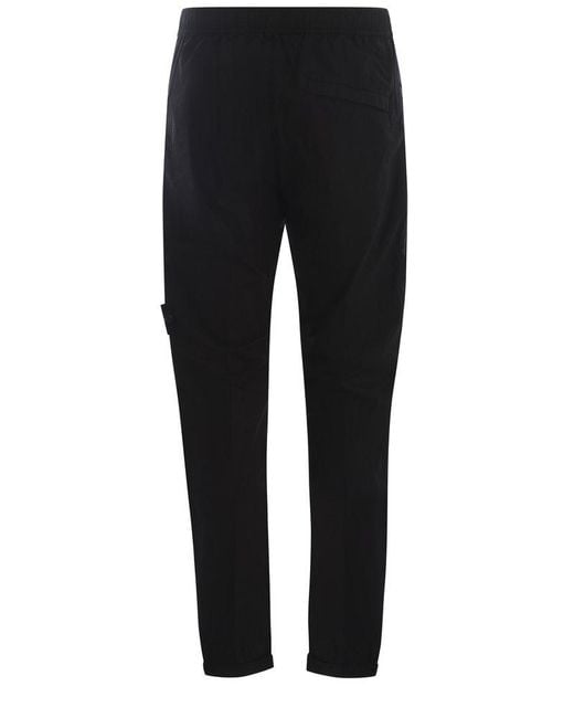 Stone Island Black Logo Patch Cargo Trousers for men