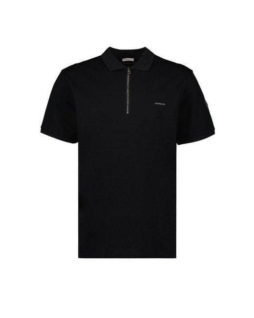 Moncler Black Zip-up Polo Shirt for men