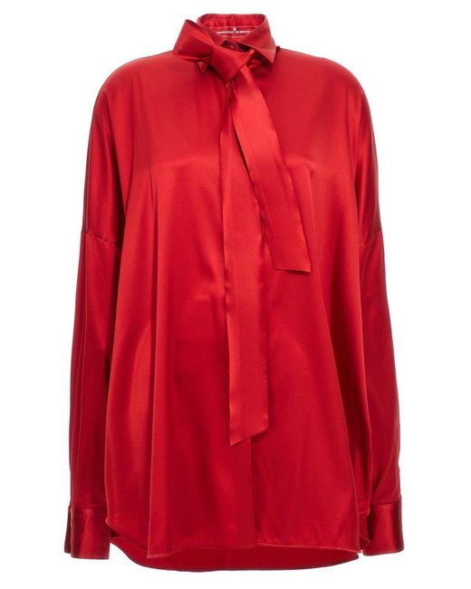 Ermanno Scervino Red Oversized Satin Shirt