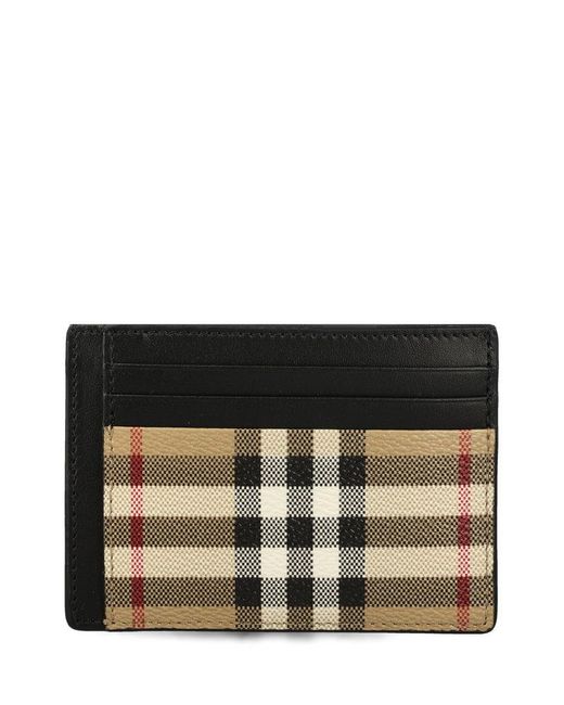 Burberry Vintage Check E-canvas & Leather Card Holder for Men | Lyst