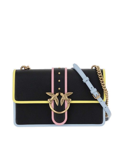 Pinko Black Love Birds Contrasted-trim Shoulder Bag