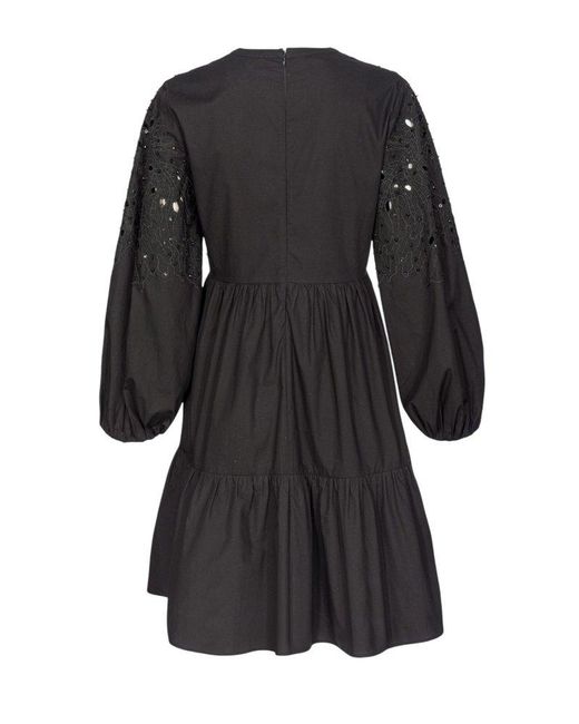 Pinko Black Embellished Openwork Mini Dress