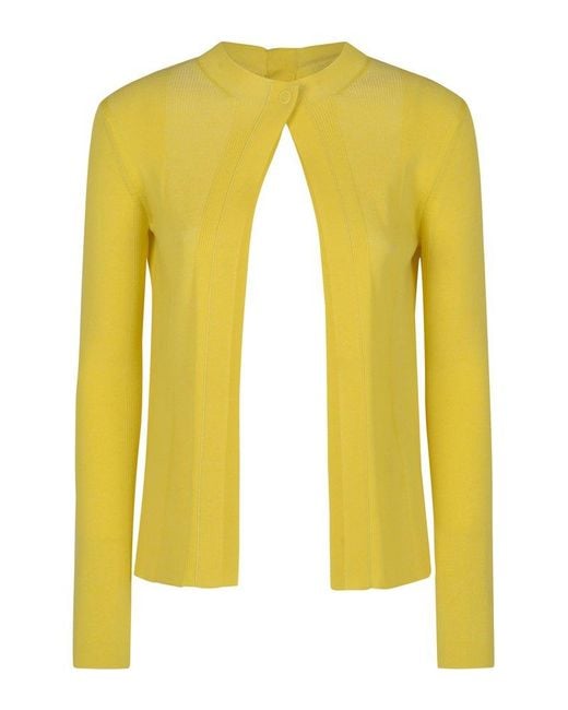 Fendi Yellow Long-sleeved Crewneck Cardigan