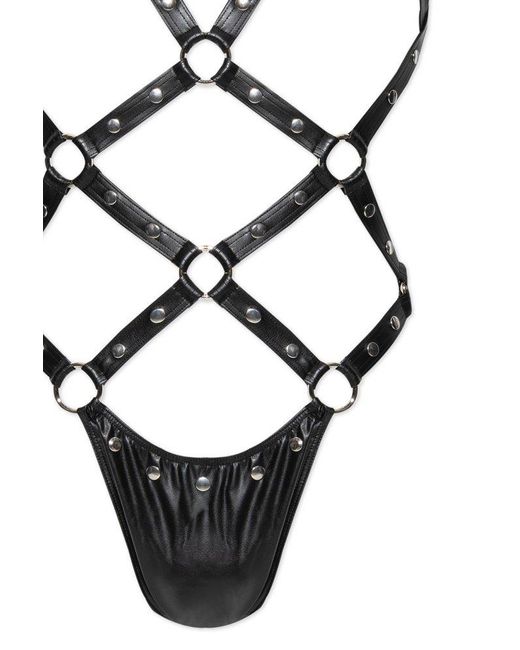 DSquared² Black Studded One-Piece Swimsuit for men