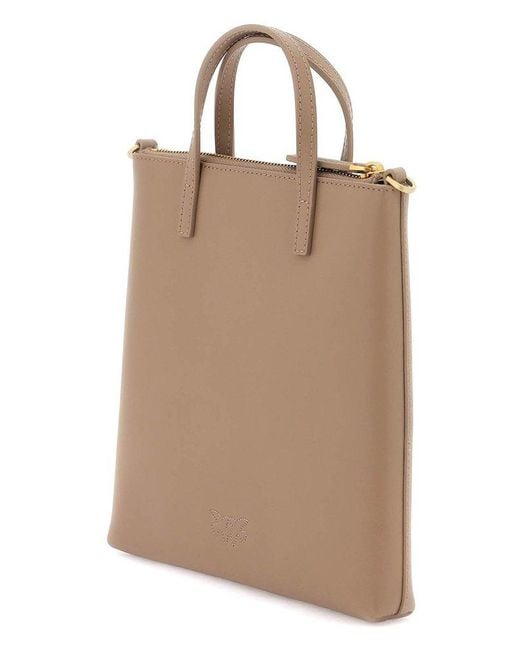 Pinko Brown Leather Mini Tote Bag
