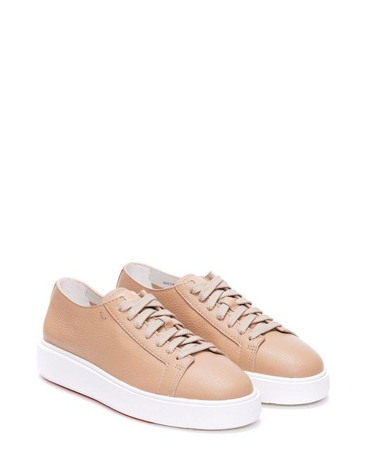 Santoni Pink Round-toe Lace-up Sneakers