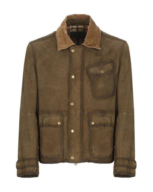 The Jackie Leathers Brown Snap-Front Jacket for men
