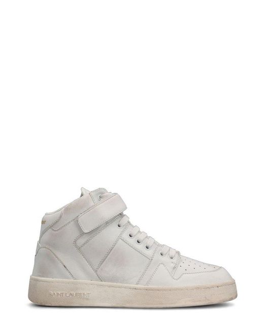 Saint Laurent White Lax Lace-Up Sneakers for men