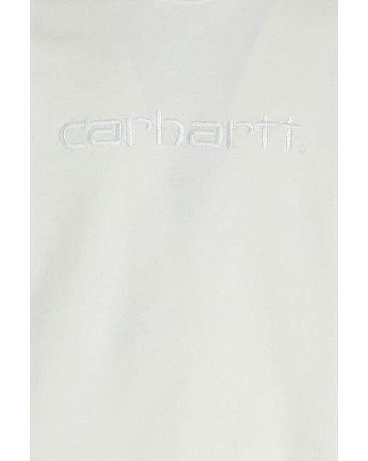 Carhartt White Logo Embroidered Crewneck Sweatshirt for men