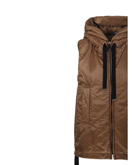 Max Mara Brown Zip-Up Drawstring Gilet