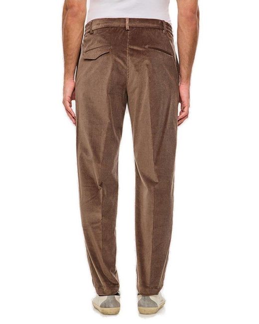 Tagliatore Brown Tapered Leg Corduroy Trousers for men