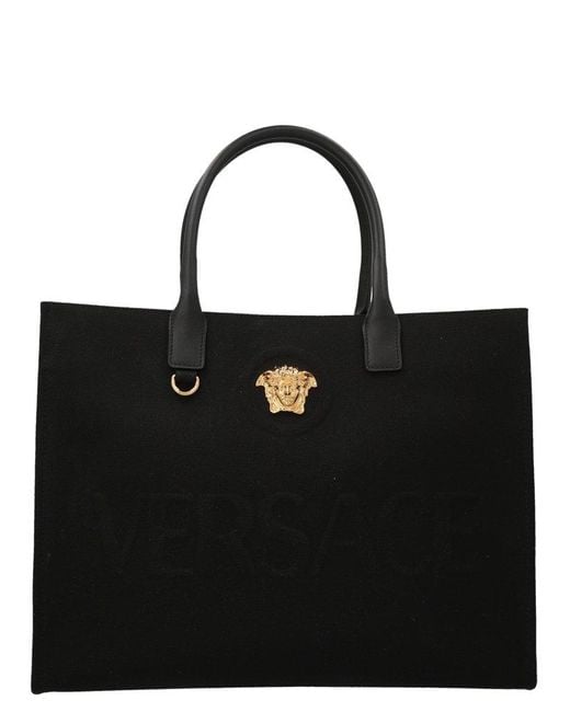 Versace Black La Medusa Canvas & Leather Tote