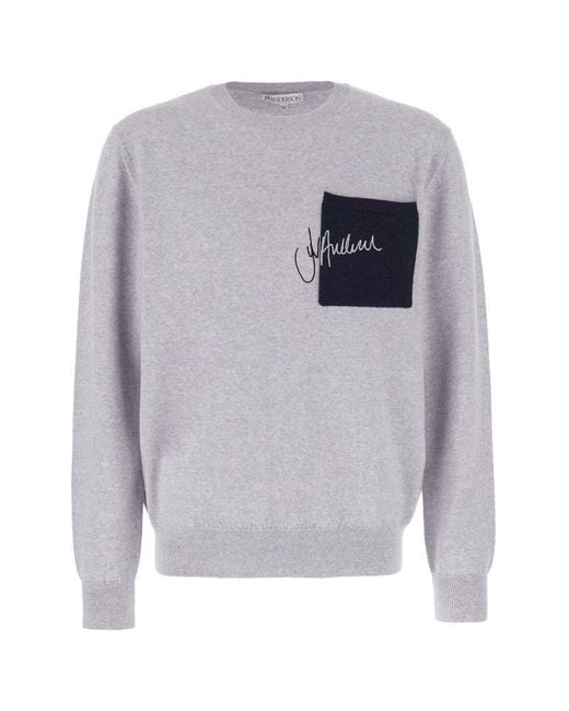 J.W. Anderson Gray Logo Embroidered Knit Jumper for men