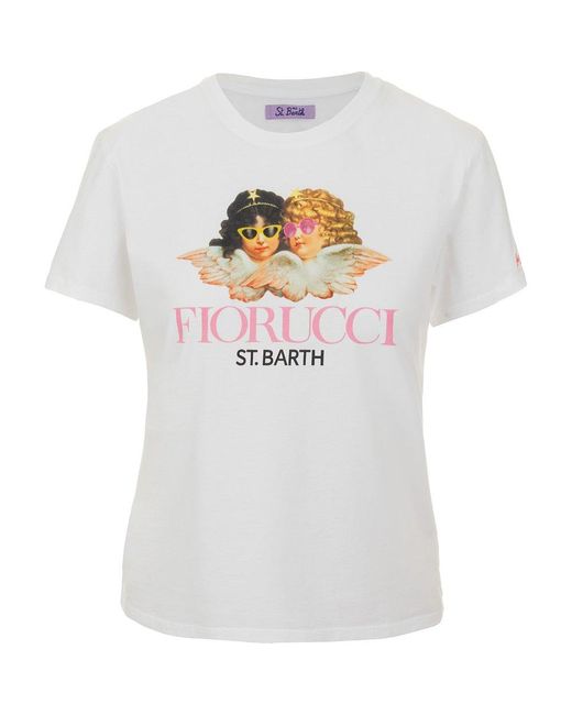 Mc2 Saint Barth White Graphic Printed Crewneck T-shirt