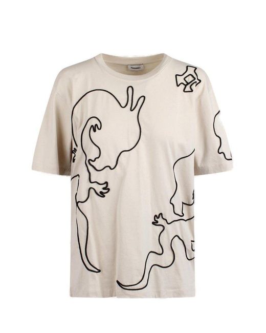 Nanushka White Reece Dragon Embellished Crewneck T-shirt