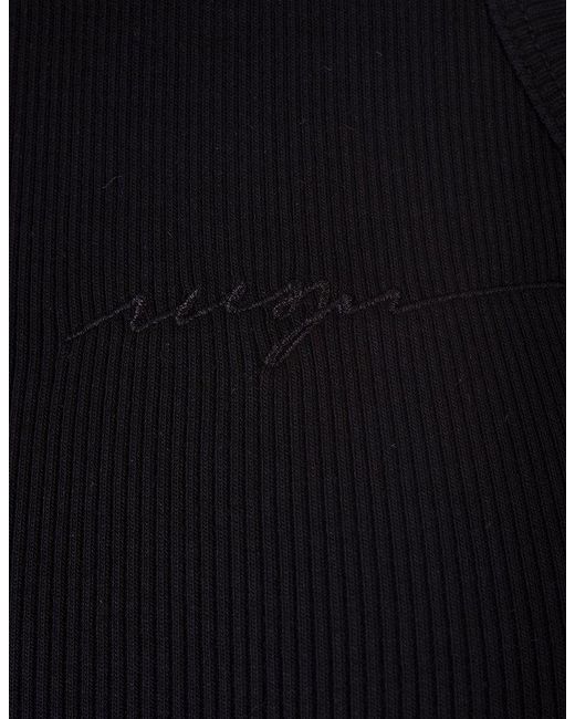 MSGM Black Ribbed Tank Top With Signature