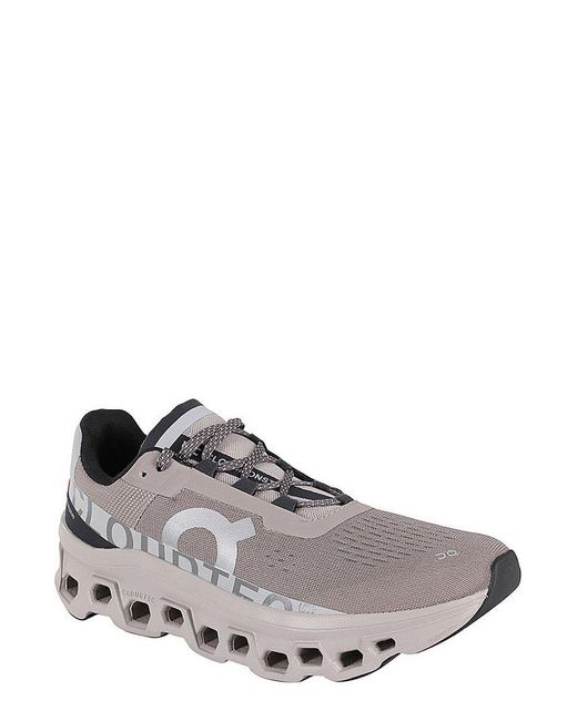 On Shoes Gray Cloudmonster Mesh Panelled Sneakers for men