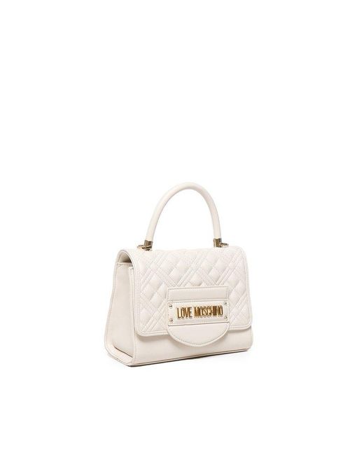 Love Moschino White Quilted Bag With Logo