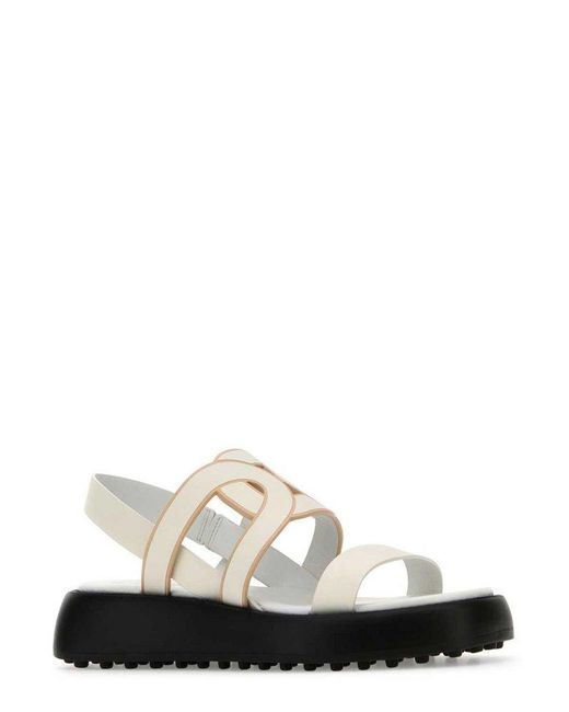 Tod's White Cut-out Detailed Platform Sandals