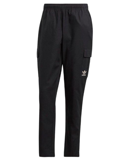 Adidas Originals Black Essentials Fleece Cargo Jogger Pants