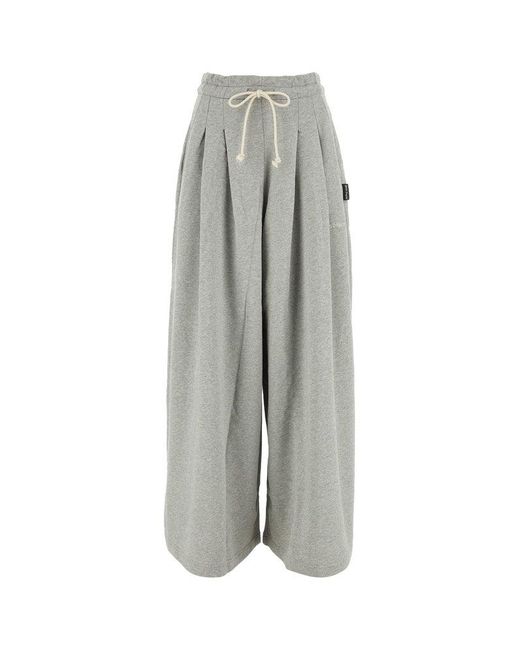 Palm Angels Gray Logo Embroidered Wide-leg Track Pants