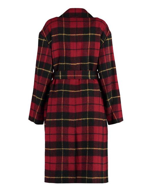 Polo Ralph Lauren Red Checked Wool Coat