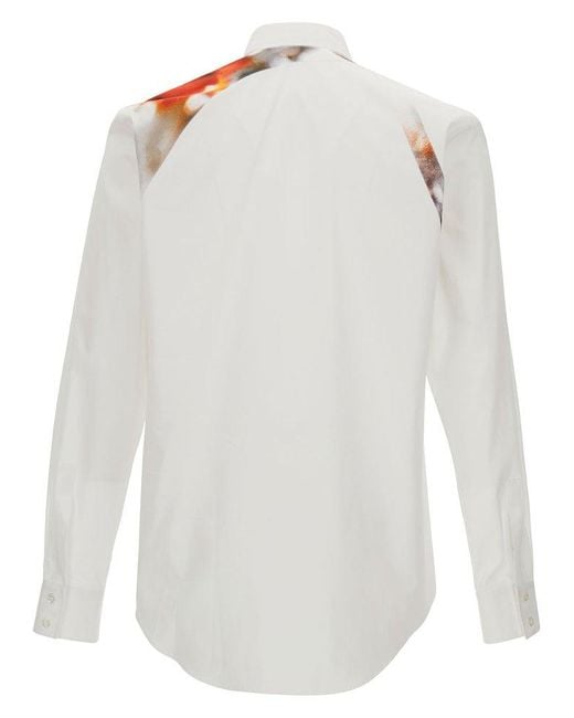 Alexander McQueen White Harness Obscured Flower Shirt, Blouse for men