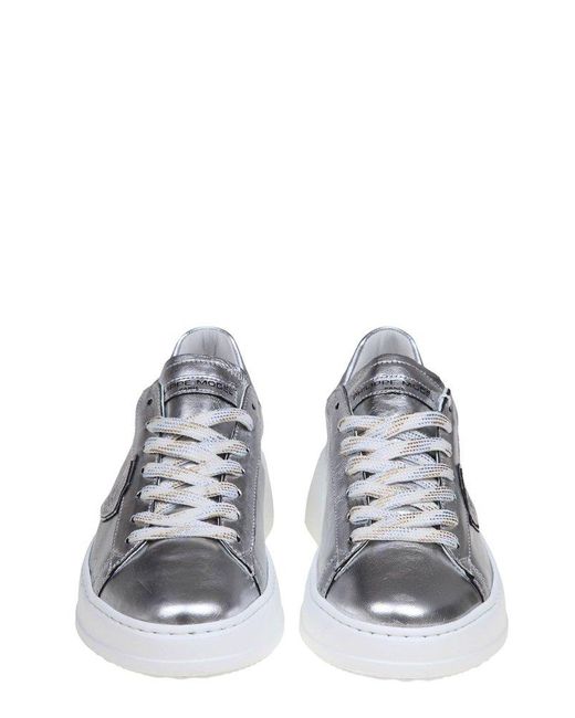 Philippe Model White Round-toe Lace-up Sneakers