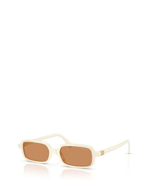 Miu Miu White Rectangle-Frame Sunglasses