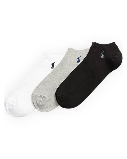 Polo Ralph Lauren Black Three-Pack Logo Embroidered Ankle Socks for men